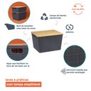 Ver imagem 3 de Caixa Organizadora com Tampa de Bambu - 18L - Cinza - Oikos
