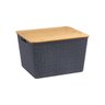 Caixa Organizadora com Tampa de Bambu - 18L - Cinza - Oikos - 1