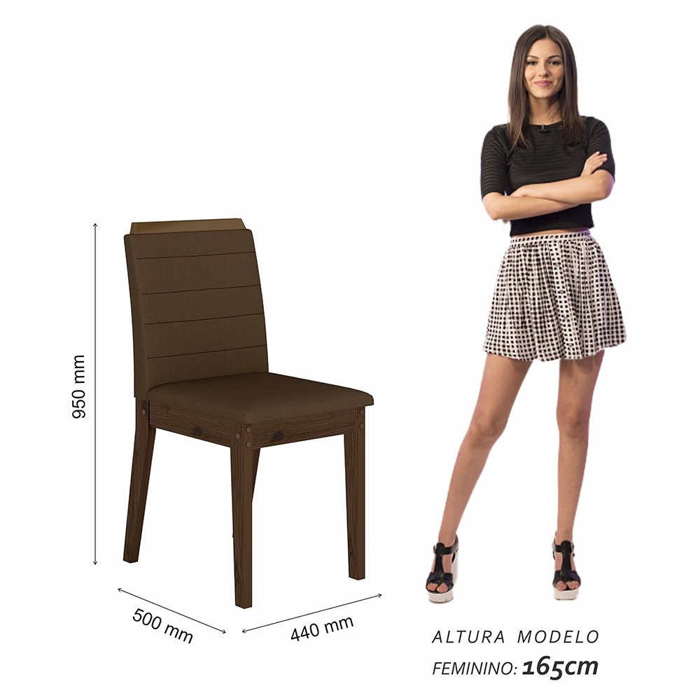 Mesa com 6 Cadeiras Qatar 1,60 Imb/preto/marrom - Móveis Arapongas Imbuia/preto/marrom 04 - 4