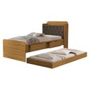 Ver imagem 1 de Bicama Solteiro Capitone 220x98 Cm com Bau e Cama Auxiliar Mdf Nature Nogal Decmade