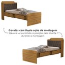 Ver mais imagens de Bicama Solteiro Capitone 220x98 Cm com Bau e Cama Auxiliar Mdf Nature Nogal Decmade