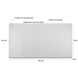 Cabeceira Ripada branca Cama queen Modular 168x60 sem furos - 5