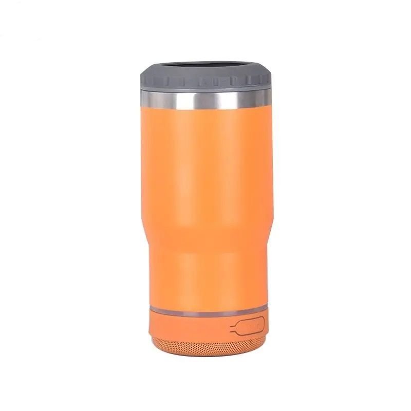 Copo Térmico com Tampa 420ml com Caixa de Som Bluetooth - Laranja - 1