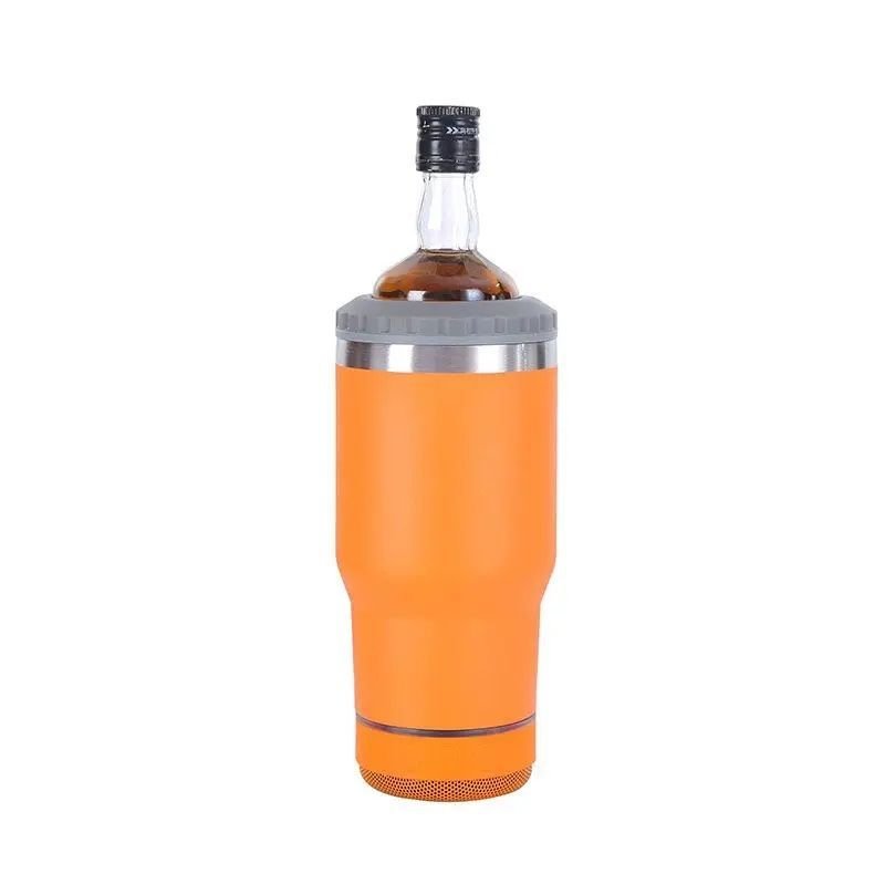 Copo Térmico com Tampa 420ml com Caixa de Som Bluetooth - Laranja - 2