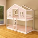 Ver imagem 2 de Beliche Montessoriano Casinha Dos Sonhos Madeira Maciça Rosa/branco Housin