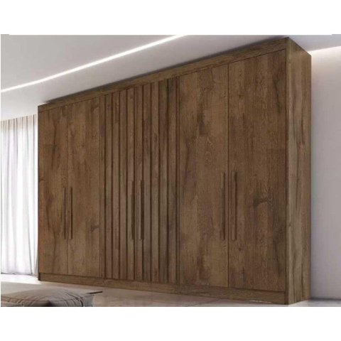 Guarda Roupa Casal Potente 6 Portas c/ 4 Ripados e 6 Gavetas Braúna - Europa