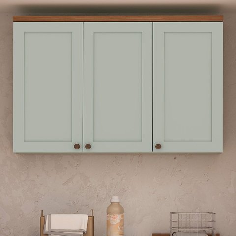 Armário de Cozinha Genialflex Iluminata 3 Portas Hortelã