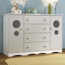 Ver imagem 1 de Cômoda Infantil 125cm 2 Portas com Vidro e 4 Gavetas Sonho Multimóveis Mp4475 Branco-off White