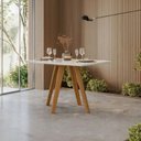 Ver imagem 1 de Mesa para Sala de Jantar Tampo com Vidro/MDF 120cm Base Madeira Maciça Mariah