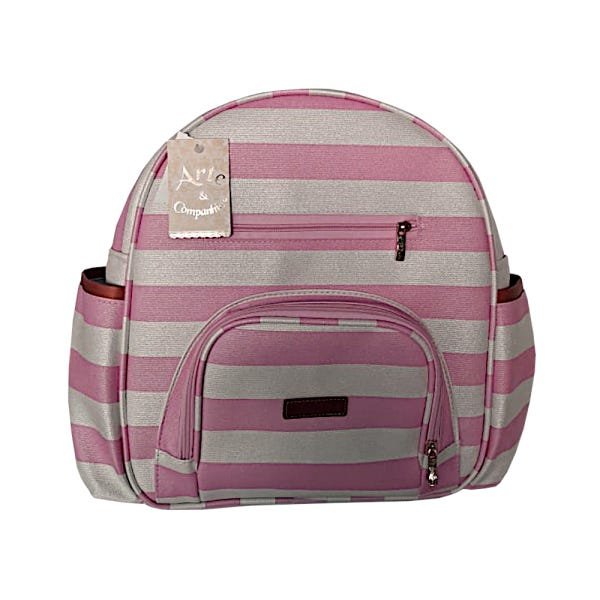 Mochila Rosa Chiclete Grande Listras Anne Arte e Cia - 2