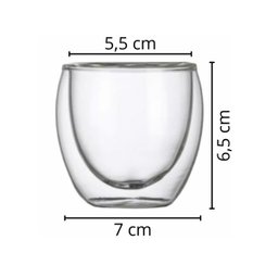 Kit 2 Copos Café Expresso Vidro Duplo 80ml Hot Cold Kenya - 3