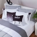 Ver imagem 1 de Kit 7 Peças Edredom Casal Queen Colorful Linho e Hipercal 400 Fios Cinza