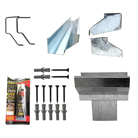 Kit Calha Telhado Beiral 2 Metros Calha Galvanizada -retang