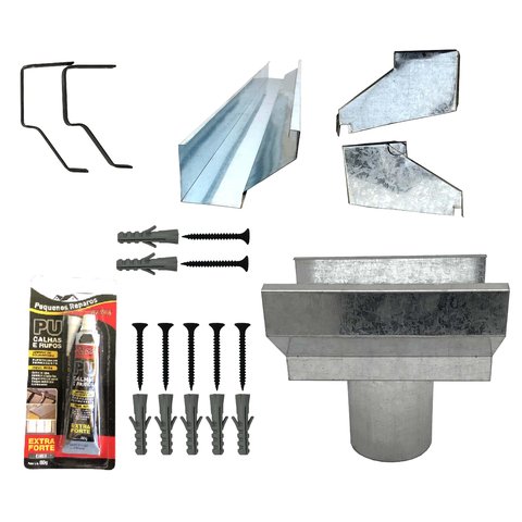 Kit Calha Telhado Beiral 2 Metros Calha Galvanizada