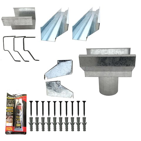 Kit Calha Telhado Beiral 4 Metros Calha Galvanizada