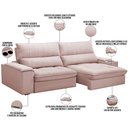 Ver imagem 3 de Sofá Retrátil Reclinável para Sala de Estar Living 280cm Nápoles F04 Veludo Rosê - Lyam Decor