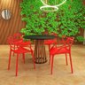 Conjunto Mesa Preta 100cm com 4 Cadeiras - Vermelho - 8