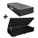 Ver imagem 1 de Cama Box Baú Solteiro + Colchão Portobel de Mola Arezzo Black Light