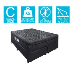 Cama Box Baú Bipartido Casal + Colchão Portobel de Mola Arezzo Black Light - 4