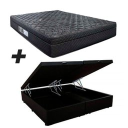 Cama Box Baú Bipartido Casal + Colchão Portobel de Mola Arezzo Black Light - 1