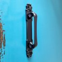 Ver imagem 5 de Puxador Duplo Mozart 280mm Preto Fosco Porta Pivotante Correr Passagem Madeira Vidro Rústico