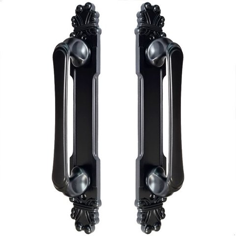 Puxador Duplo Mozart 280mm Preto Fosco Porta Pivotante Correr Passagem Madeira Vidro  Rústico