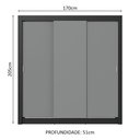 Ver imagem 4 de Guarda-roupa Casal 3 Portas de Correr Preto/cinza Sublime Madesa