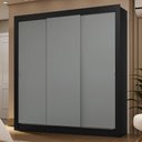 Ver imagem 1 de Guarda-roupa Casal 3 Portas de Correr Preto/cinza Sublime Madesa
