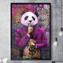 Ver imagem 1 de Quadro Decorativo Grafite Panda com Money-34x49Cm