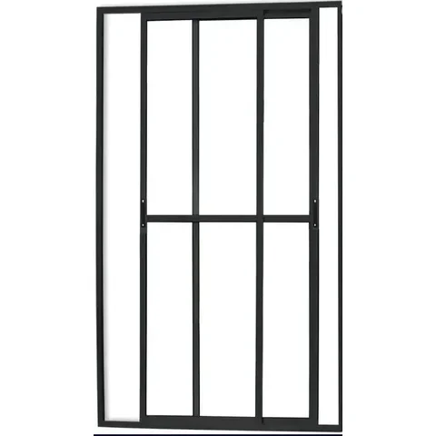 Porta de Aluminio Sacada 2 Folhas Móveis com Trinco Linha Leve:2,10 x 1,20/preto
