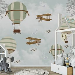 Papel de parede balãozinho verde infantil para quarto de bebê M² PP77 - 2