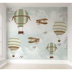 Papel de parede balãozinho verde infantil para quarto de bebê M² PP77 - 1
