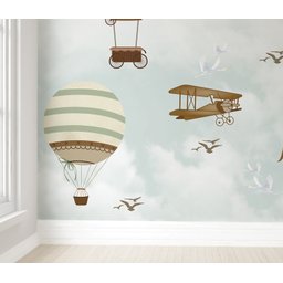 Papel de parede balãozinho verde infantil para quarto de bebê M² PP77 - 3