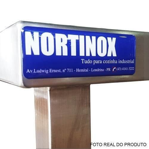Mesa Aço Inox Profissional 190x60x90cm Nortinox - 10
