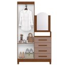 Ver imagem 4 de Guarda-roupa Solteiro 2 Portas com Cômoda 4 Gavetas Capri Nogueira/capuccino