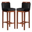Ver imagem 1 de Kit 2 Banquetas Média Estofadas com Encosto 38x92 Cm Líbia Madeira Maciça Suede Preto CCS