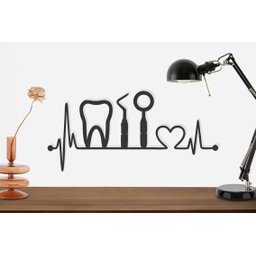 Quadro Profissões ODONTOLOGIA DENTISTA Mdf PREMIUM Decorativo - Preto - 3