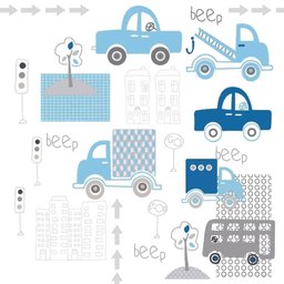 Papel de Parede Infantil - Carrinhos Azul Arte Destaque 2,50 Metros - 3