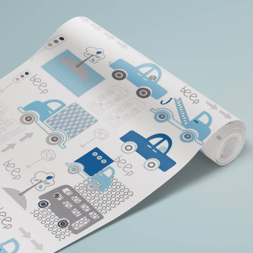 Papel de Parede Infantil - Carrinhos Azul Arte Destaque 2,50 Metros - 4