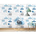 Ver imagem 2 de Papel de Parede Infantil - Carrinhos Azul Arte Destaque 2,50 Metros