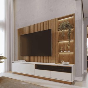 Estante de Tvs 80 Pelegadas Caribe Freijo Off White Matte
