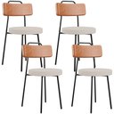 Ver imagem 1 de Kit 04 Cadeiras Decorativas Estofada Sala Jantar Barcelona L02 Couríssimo Camel Linho Bege - Lyam Ly