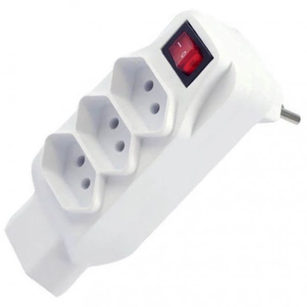 KIT COM 2 ADAPTADOR UNIVERSAL 2P+T 4 TOMADA COM CHAVE LIGA/DESLIGA - 3
