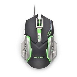 Mouse Gamer Multilaser 2400DPI Preto / Grafite Com LED Verde MO269 - Prateado