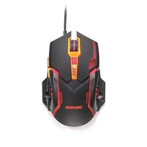 Mouse Gamer Multilaser 2400DPI Preto / Laranja Com LED Vermelho MO270 - Laranja