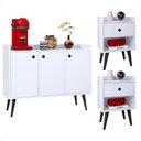 Ver imagem 1 de Kit Mesas Cabeceira Pequena Quarto Gaveta Nicho Aparador Buffet Cantinho Café Prateleira Retrô -