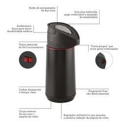 Garrafa Térmica Tramontina Exata em Aço Inox Preto 1,2 L - 2