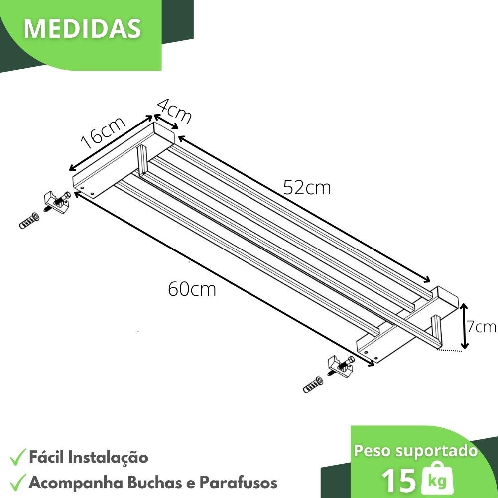 Toalheiro Hotel de Parede Porta Toalha Duplo Inox Master - 4