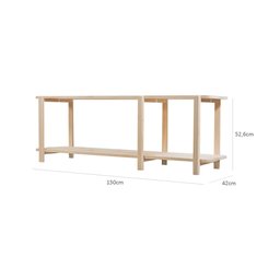 Rack Laguna 150cm 2 prat 52,6Ax150Lx42P em Madeira Cubomob NATURAL - 5