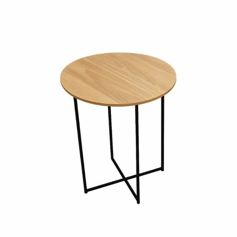Mesa Lateral Sense Tampo Madeira Base Preta 45x55 cm Casaévo Marcenaria &Amp; Design